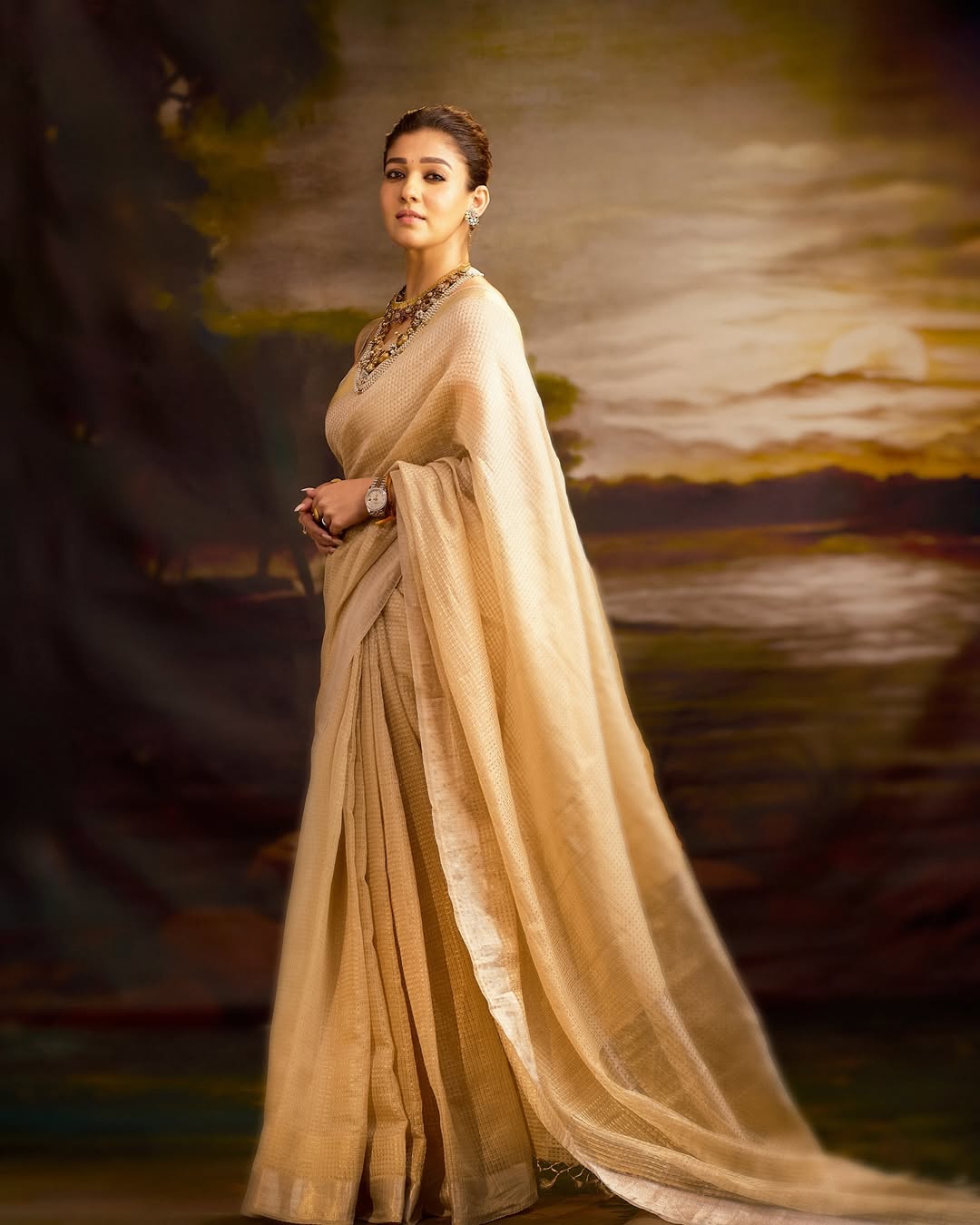 Nayanthara  Inspired Kanjeevaram Tissue Saree