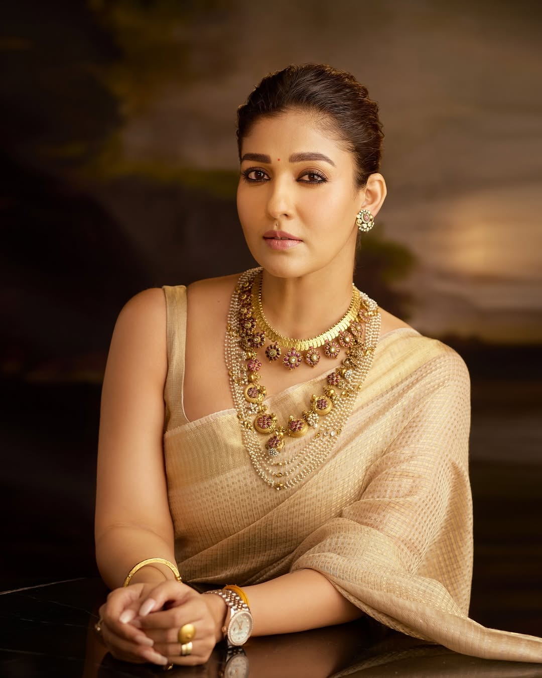Nayanthara  Inspired Kanjeevaram Tissue Saree