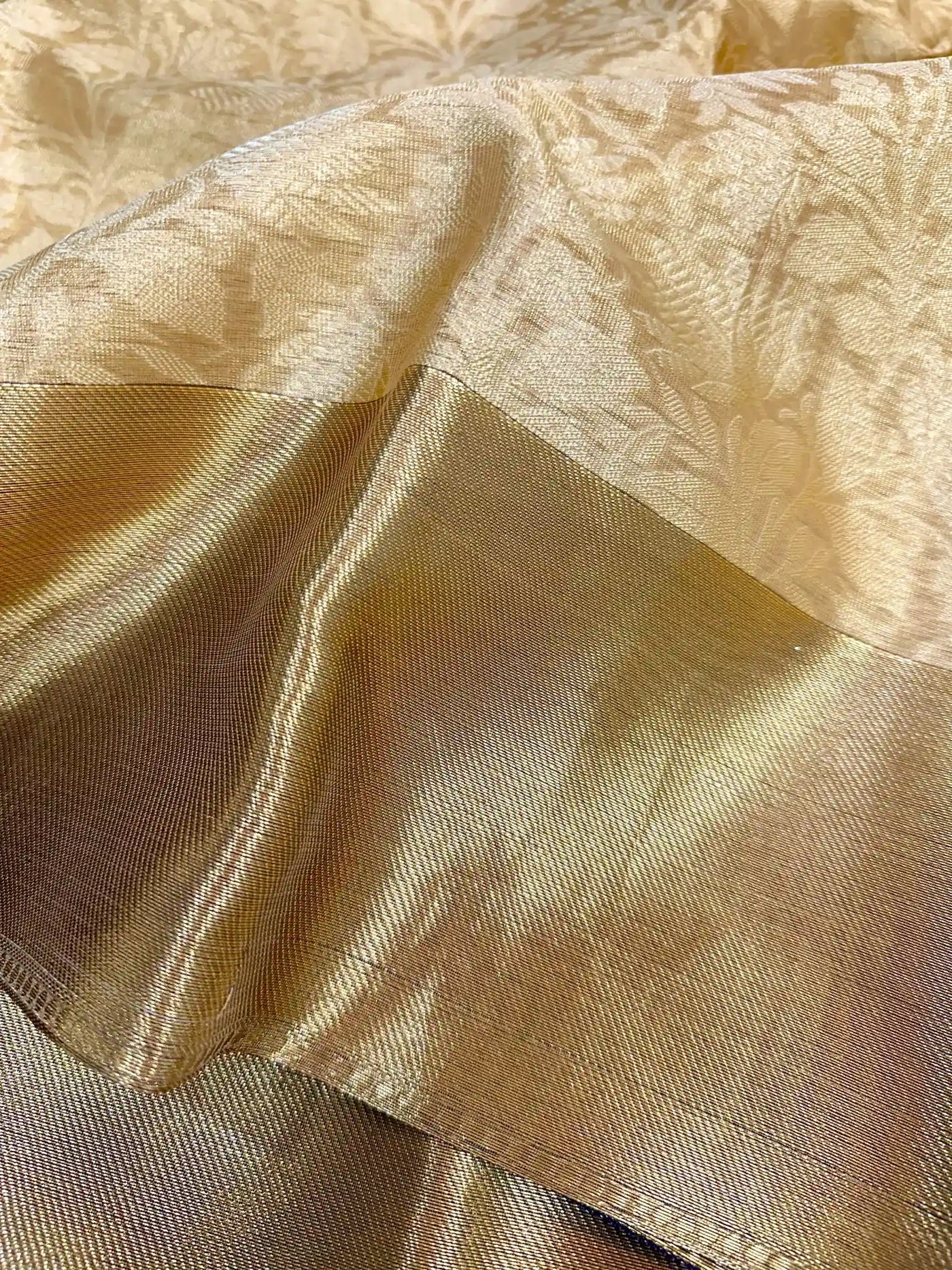 Nita Ambani Golden Embossed Soft Tissue Silk Saree